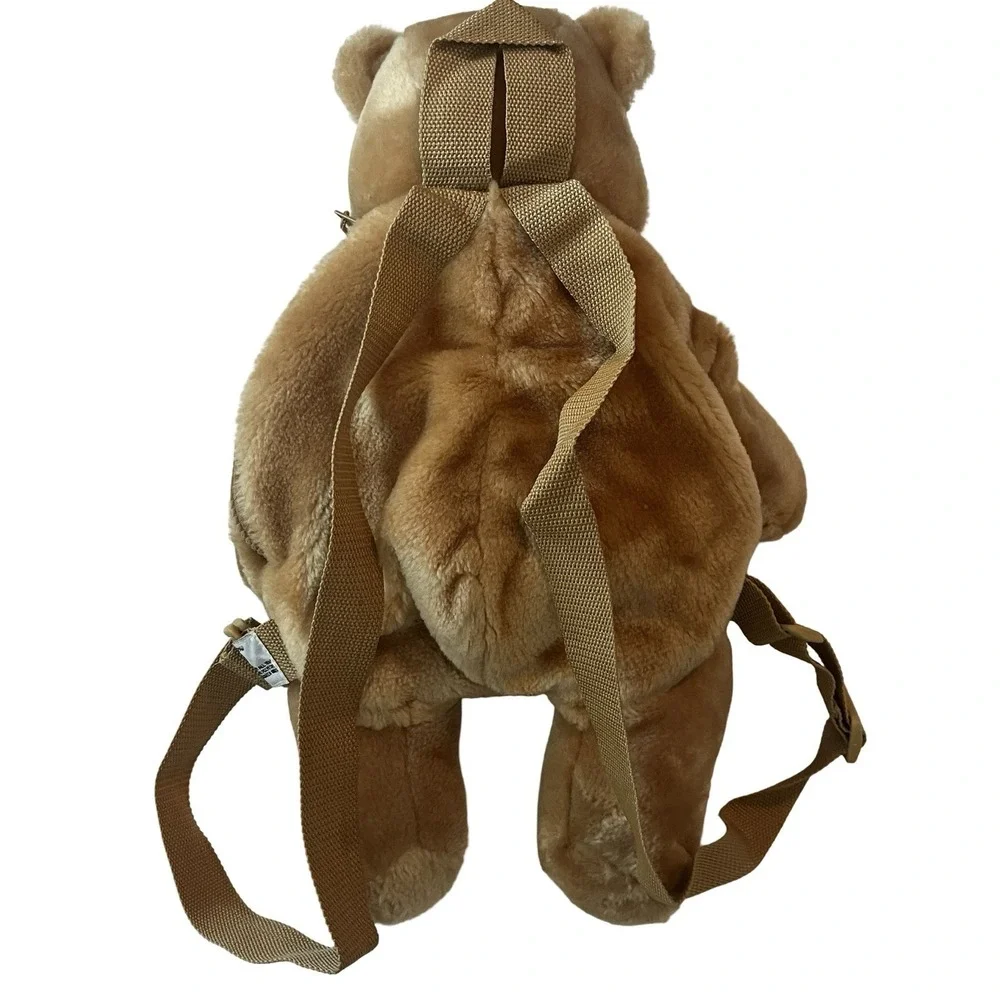 VTG Teddy Bear Backpack Children's Ribbon Red Adjustable Tan